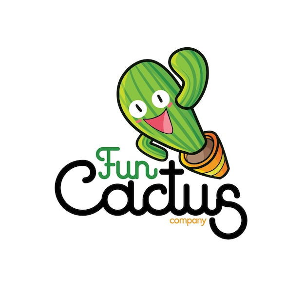 Modelo de logotipo da empresa cactus divertido