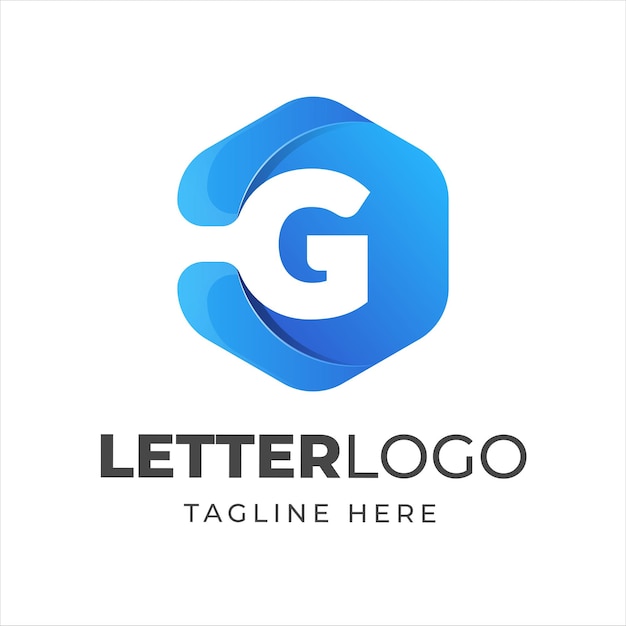 Modelo de logotipo da letra g com estilo de forma geométrica