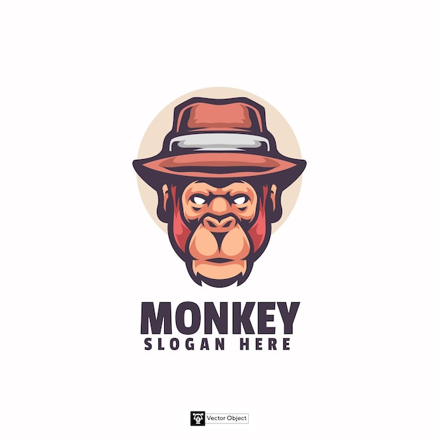 Modelo de logotipo da mascote da cabeça do macaco