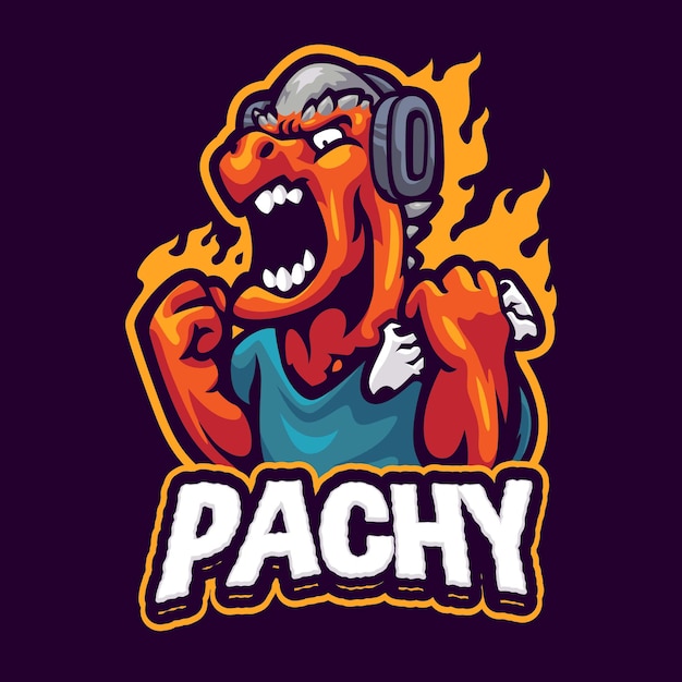 Modelo de logotipo da mascote de jogo do paquicefalossauro