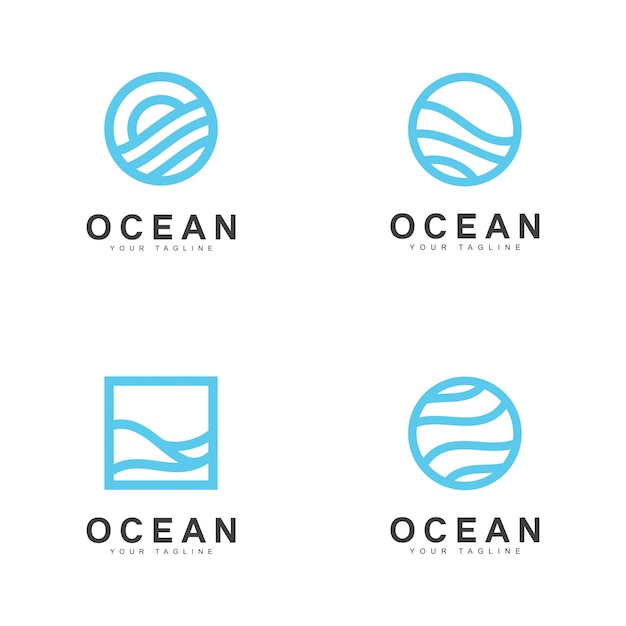 Modelo de logotipo da onda do oceano vector design de logotipo simples e moderno do oceano