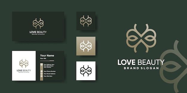 Modelo de logotipo de amor beleza com conceito único premium vector