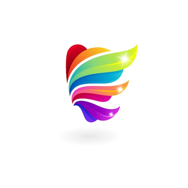 Vetor modelo de logotipo de animal colorido de ícone de pássaro brilhante