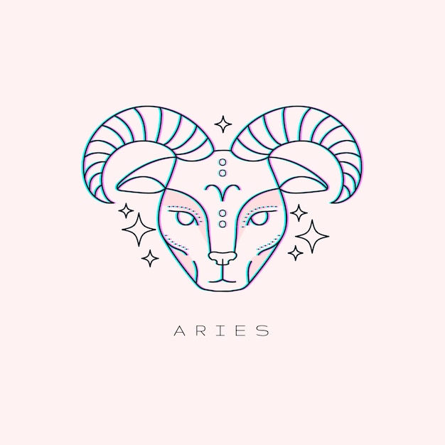 Modelo de logotipo de Áries desenhado à mão