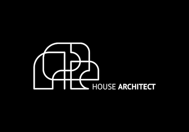 Modelo de logotipo de arquiteto de construção linha ilustração vetorial minimalista design geométrico simples