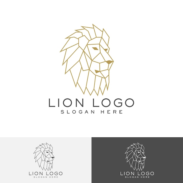 Modelo de logotipo de arte de linha de leão