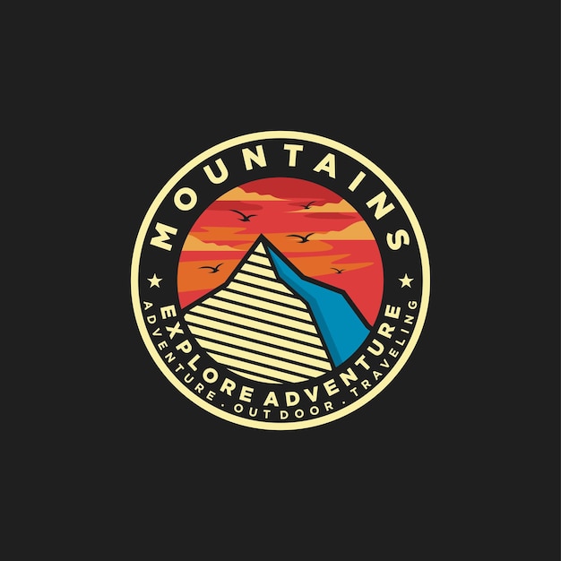 Modelo de logotipo de aventura na montanha