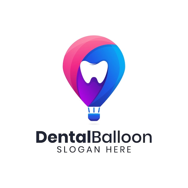 Modelo de logotipo de balão dental colorido