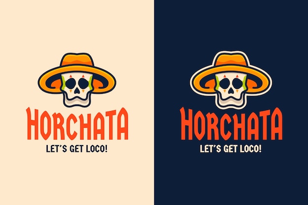 Vetor modelo de logotipo de bar mexicano desenhado à mão