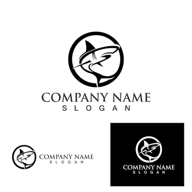 Modelo de logotipo de barbatana de tubarão ícone ilustração vetorial design