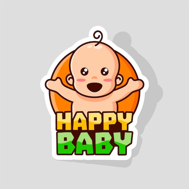 Modelo de logotipo de bebê feliz