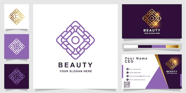 Modelo de logotipo de beleza, flor, boutique ou ornamento com design de cartão de visita. pode ser usado design de logotipo de spa, salão de beleza ou boutique.