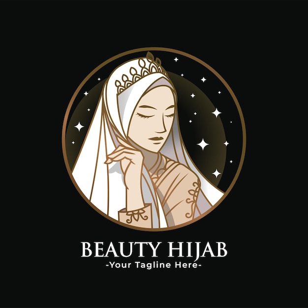 Vetor modelo de logotipo de beleza hijab mulher