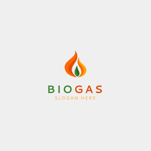 Modelo de logotipo de biogás de design plano