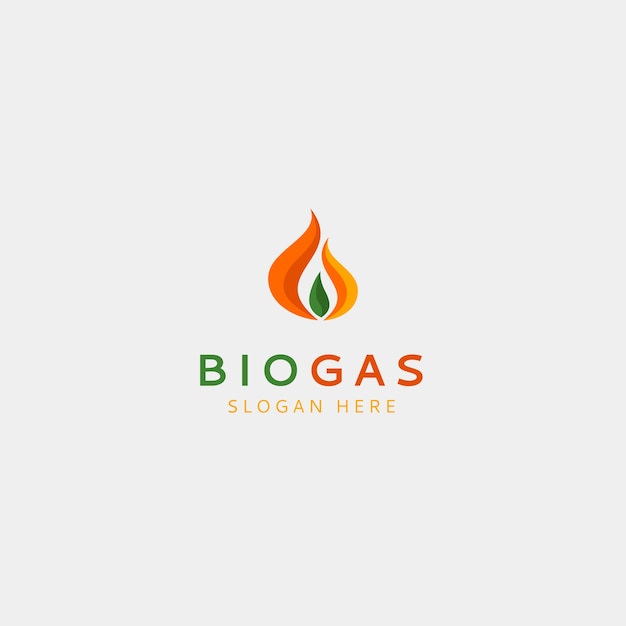 Vetor modelo de logotipo de biogás de design plano