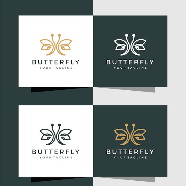 Modelo de logotipo de borboleta com estilo de linha