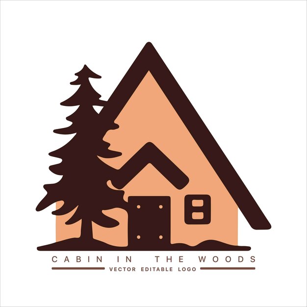 Vetor modelo de logotipo de cabana de madeira ilustração vetorial de cabana na floresta logotipo de aluguel de cabana chalet na floresta adesivo