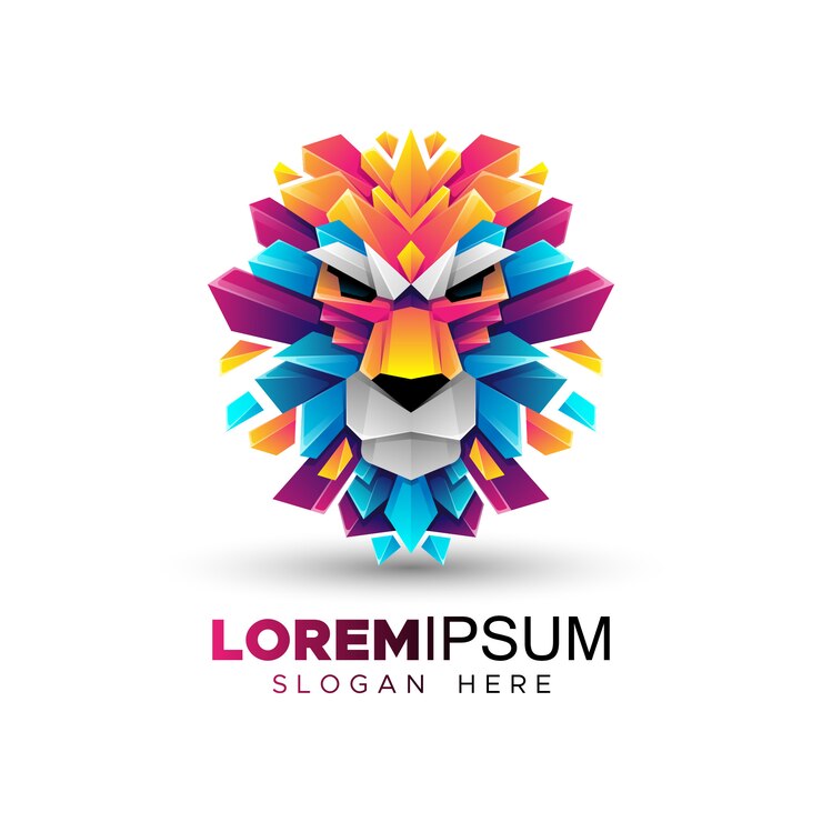 Vetor modelo de logotipo de cabeça de leão de origami