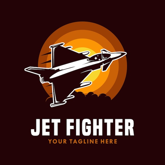 Modelo de logotipo de caça a jato Ilustração em vetor