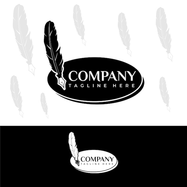 Modelo de logotipo de caneta feather para inspiração de design de empresa