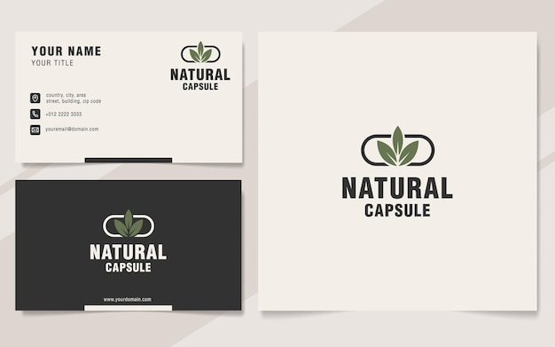 Modelo de logotipo de cápsula natural em estilo monograma