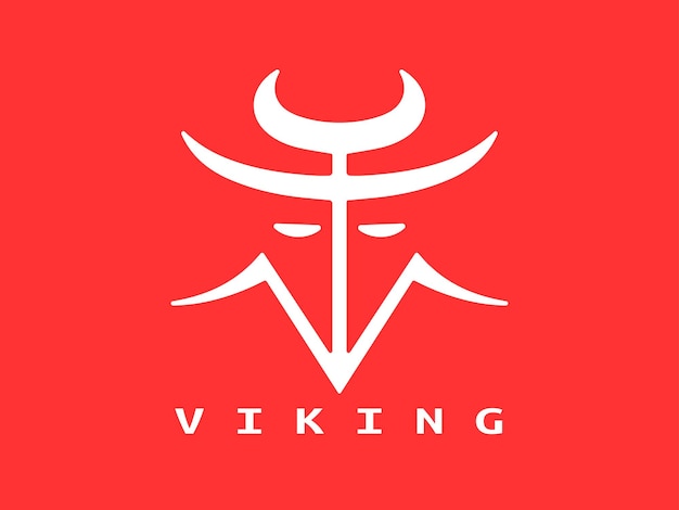 Modelo de logotipo de cara de cabeça viking