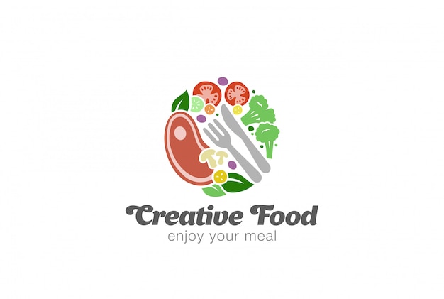 Modelo de logotipo de carne e legumes
