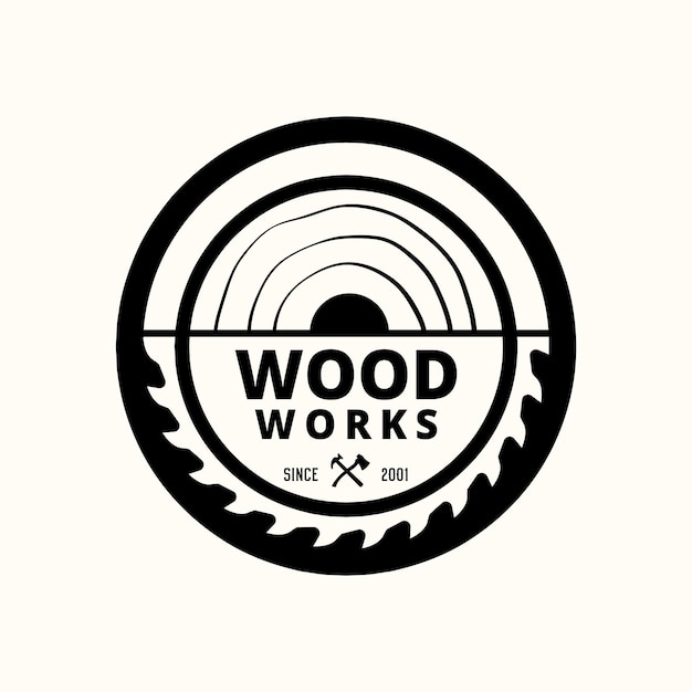 Modelo de logotipo de carpintaria de artesão de carpintaria vintage