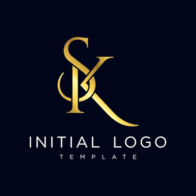 Vetor modelo de logotipo de carta inicial de luxo elegante sk