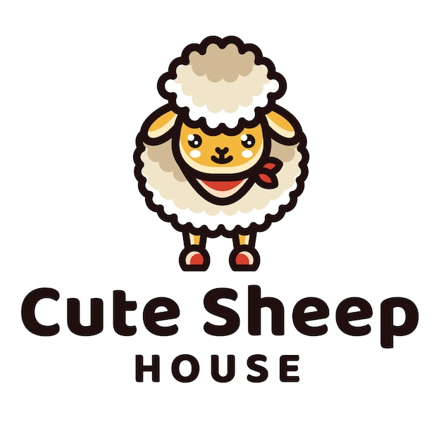 Modelo de logotipo de casa bonito ovelhas