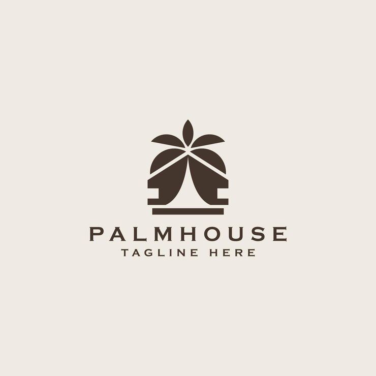 Vetor modelo de logotipo de casa de palmeira pode ser usado para hotel de praia tropical ou ilustração vetorial de design de logotipo de resort