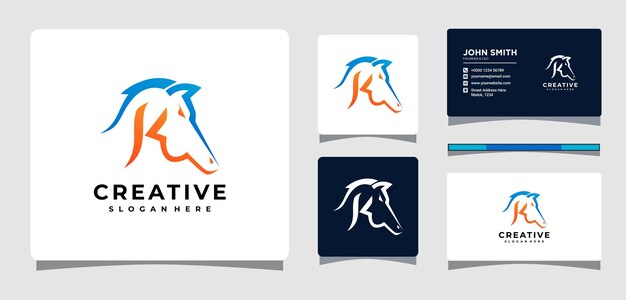 Modelo de logotipo de cavalo letra k com inspiração de design de cartão de visita