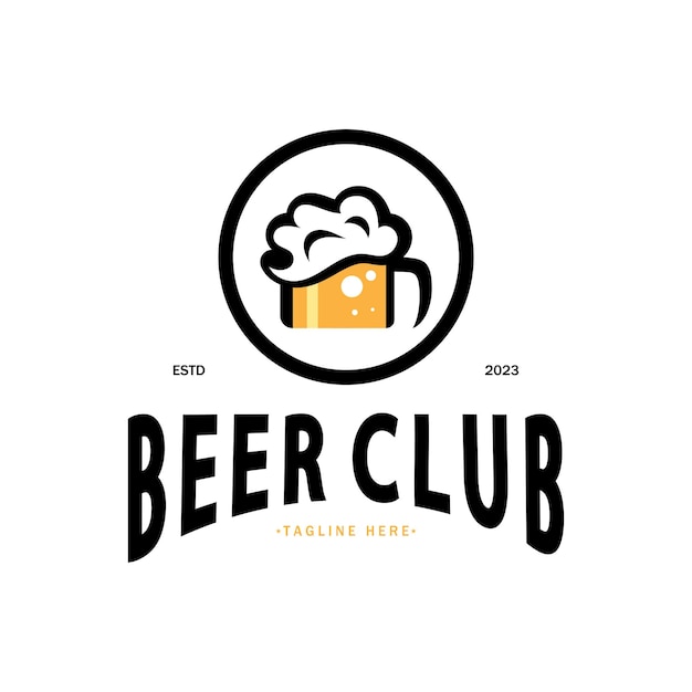 Modelo de logotipo de cerveja com trigo artesanal vintagepara crachá emblemamaltbeer companybarbebida alcoólica