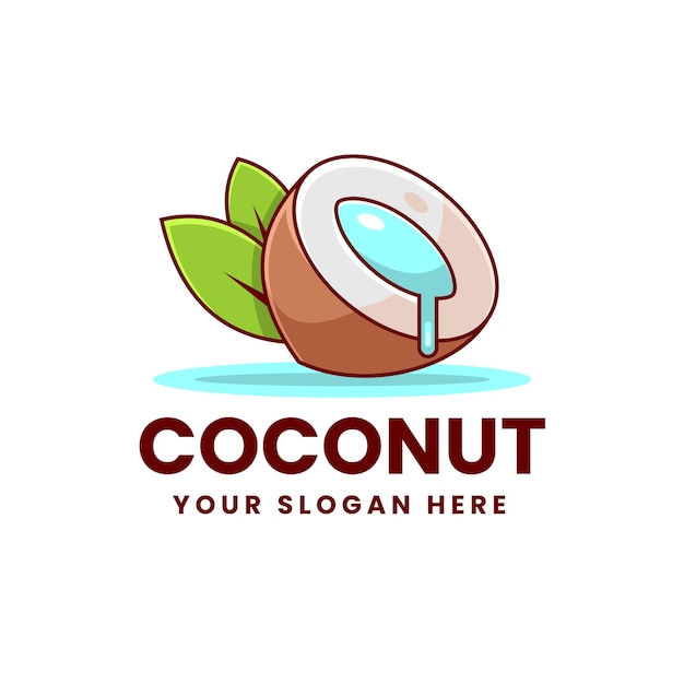 Modelo de logotipo de coco vetorial