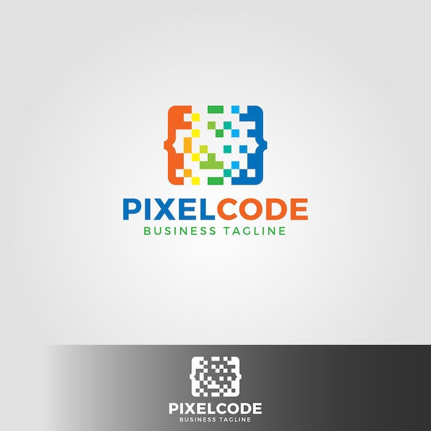 Vetor modelo de logotipo de código de pixel