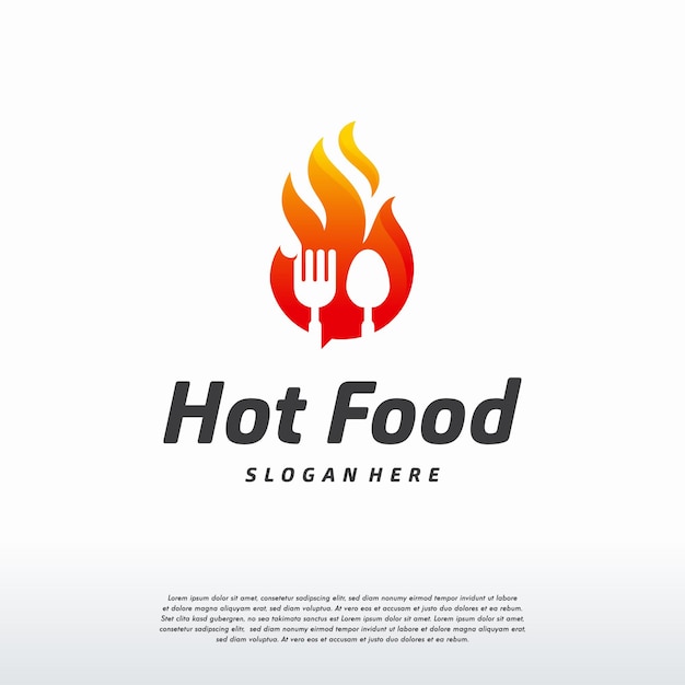 Modelo de logotipo de comida de fogo, vetor de conceito de design de logotipo de comida quente