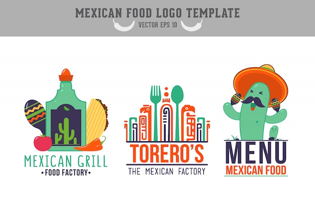 Vetor modelo de logotipo de comida mexicana.