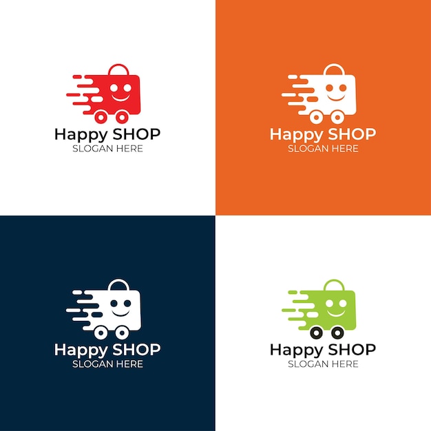 Vetor modelo de logotipo de compras feliz