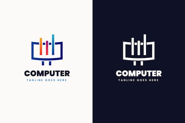 Vetor modelo de logotipo de computador de tecnologia