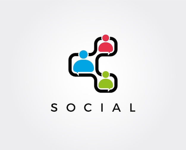 modelo de logotipo de conexão social conectando pessoas