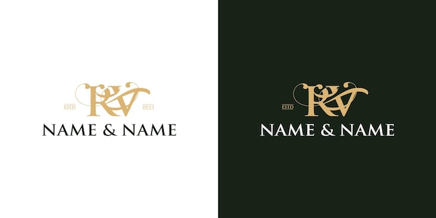 Modelo de logotipo de convite de casamento com nome de rv