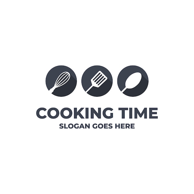 Modelo de logotipo de cozinha com utensílios de cozinha