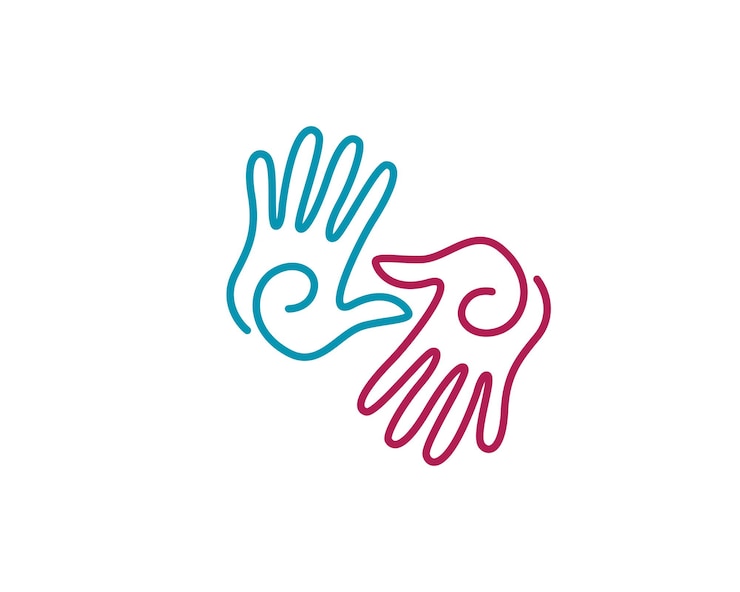 Vetor modelo de logotipo de cuidados com as mãos