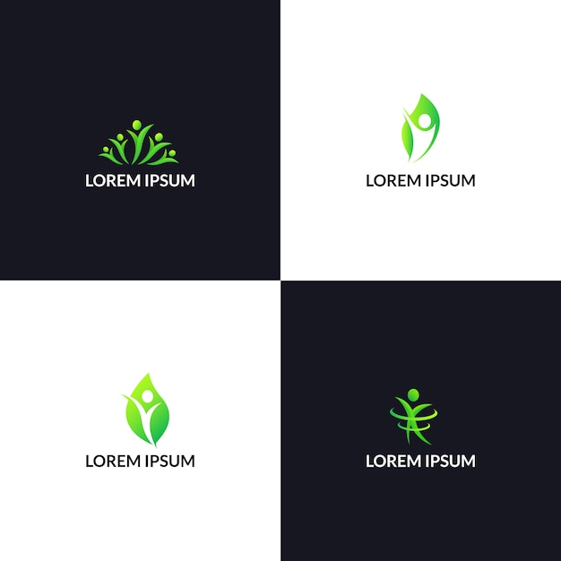 Vetor modelo de logotipo de cuidados de saúde de natureza pessoas