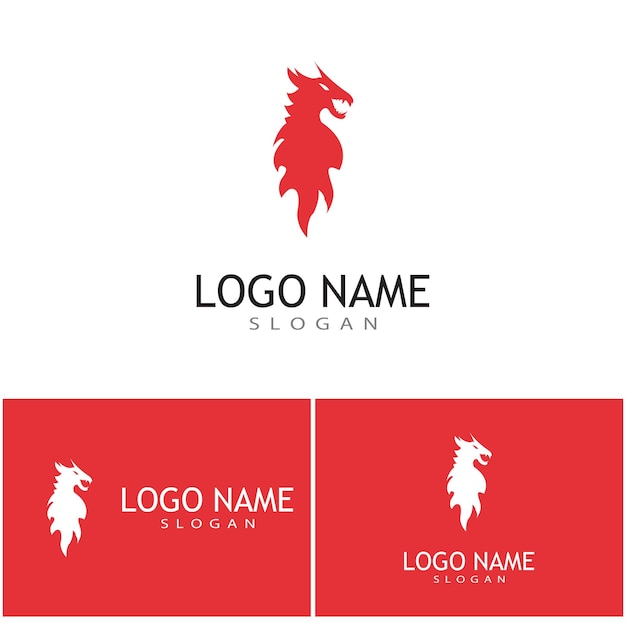 Modelo de logotipo de desenho de ilustração de ícone de dragão vetorial