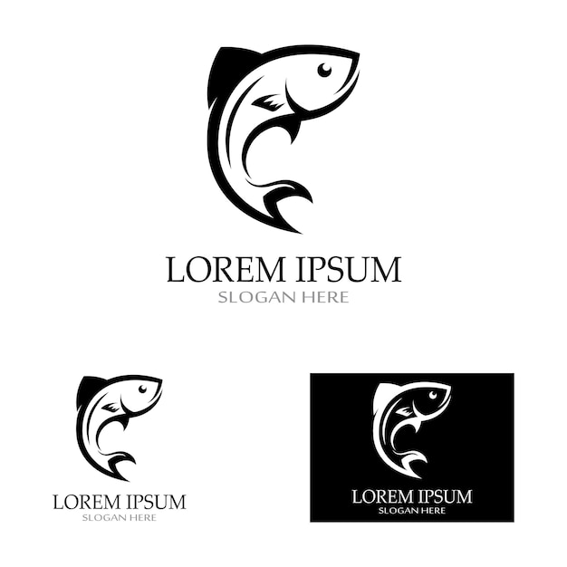 Modelo de logotipo de design de ícone abstrato de peixesímbolo vetorial criativo do clube de pesca ou loja online