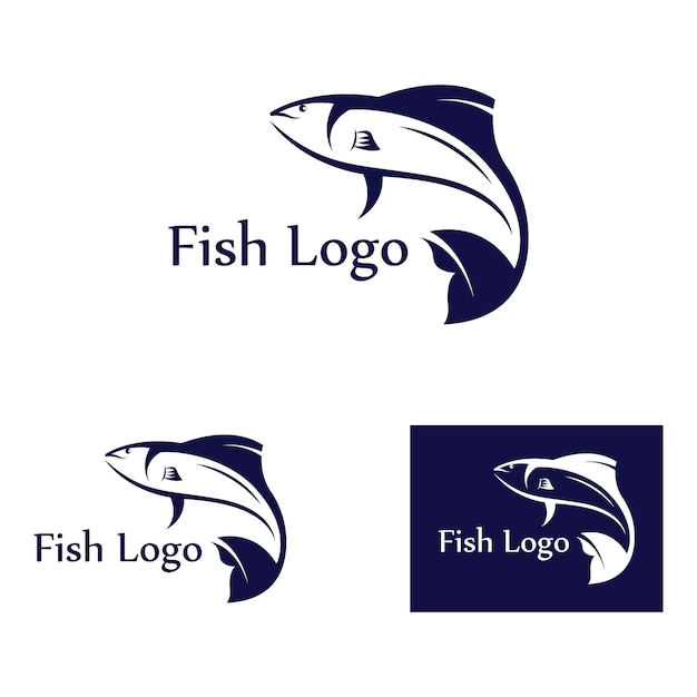 Modelo de logotipo de design de ícone abstrato de peixesímbolo vetorial criativo do clube de pesca ou loja online