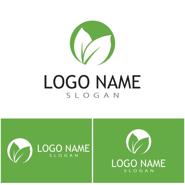 Modelo de logotipo de design de ilustração vetorial de ícone de folha
