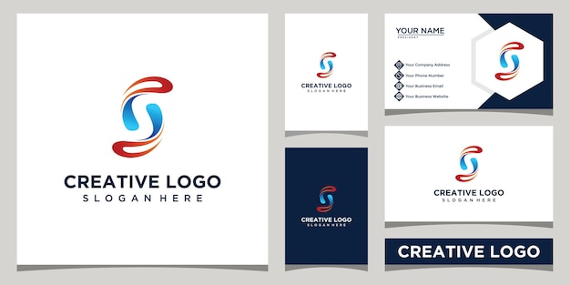 Modelo de logotipo de design elegante letra s e design de cartão de visita