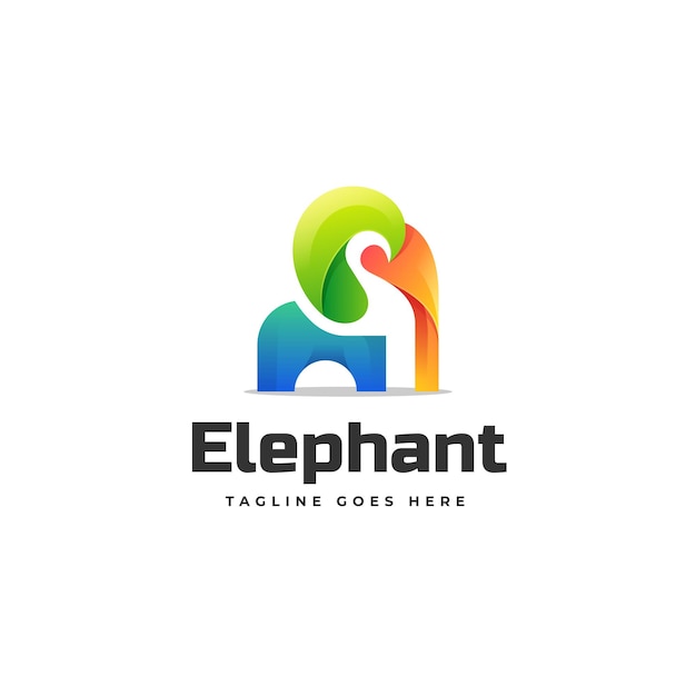 Modelo de logotipo de elephant gradient colorful style